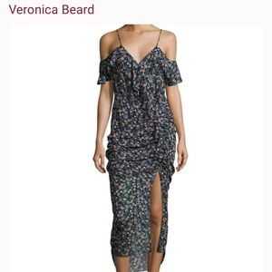 Veronica Beard Ruched Floral Midi Dress, Size 2